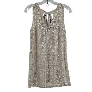 LOFT Dress Womens 2 Gold Sequin Sleeveless Shift Party Cocktail Holiday‎ Sparkle